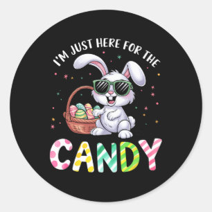 Niedlich Bunny Ich bin gerade hier für Candy Funny Runder Aufkleber