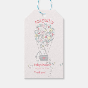 Niedlich Bunny in Air Balloon - Babydusche Vielen Geschenkanhänger