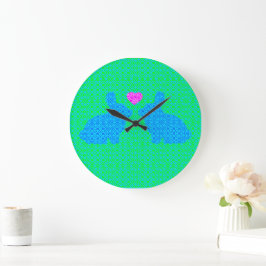 Niedlich Bunny Liebe Große Wanduhr
