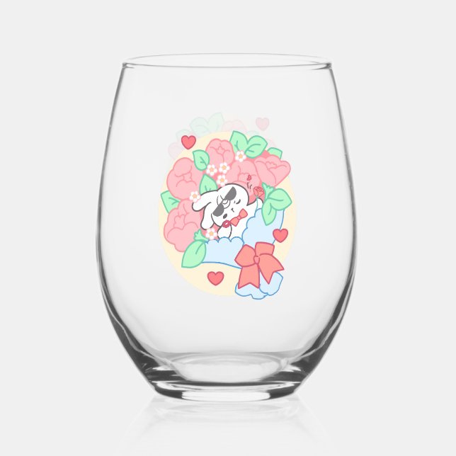 Niedlich Bunny Loppi Tokki Waves Hallo Weinglas Ohne Stiel (Vorderseite)