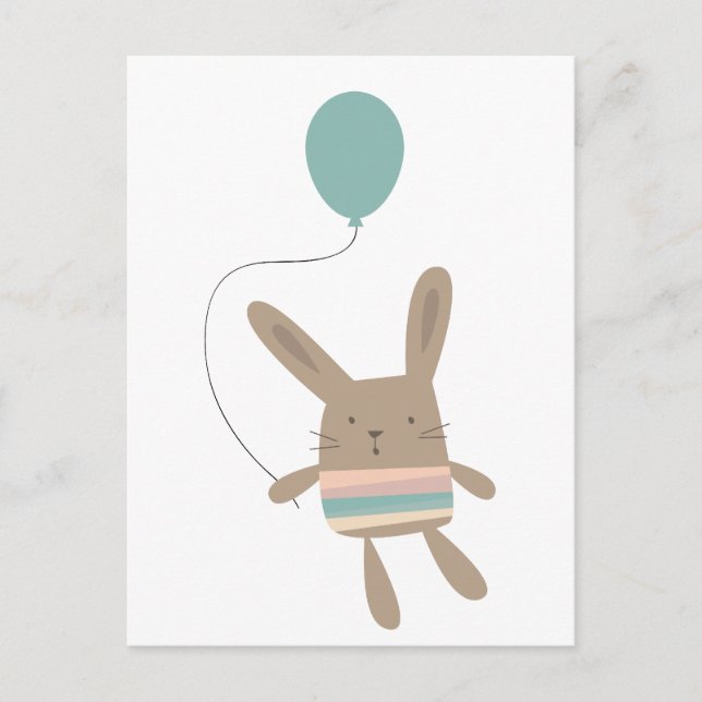 Niedlich Bunny mit Balloon Postkarte (Vorderseite)