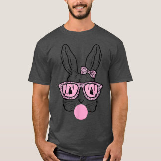 Niedlich Bunny mit Leopard Bow Krawatte Brille Bub T-Shirt