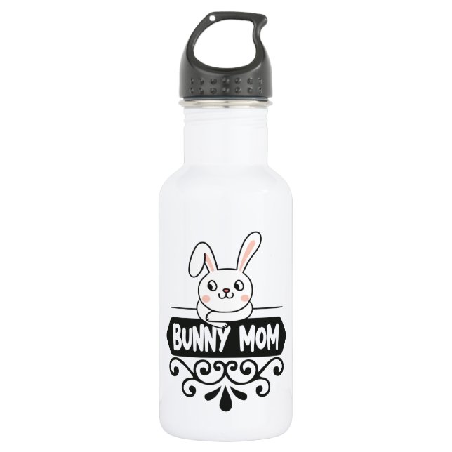 Niedlich Bunny Mom Haustierkaninchenliebhaber Edelstahlflasche (Vorderseite)