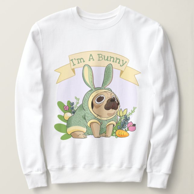 Niedlich Bunny Mops Sweatshirt (Design vorne)