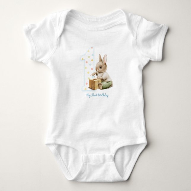 Niedlich Bunny My First Birthday T - Shirt (Vorderseite)