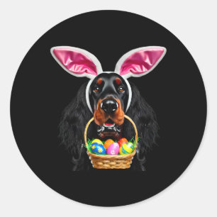 Niedlich Bunny Oars Gordon Setter Hund Ostereier J Runder Aufkleber