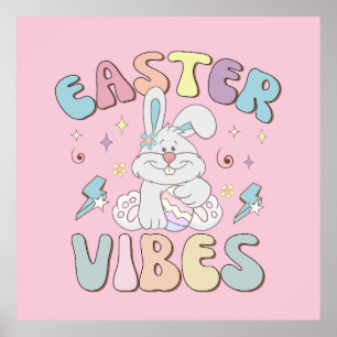 Niedlich Bunny Oaster Vibes Pastel Spring Party Poster