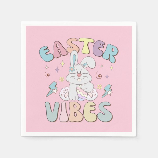 Niedlich Bunny Oaster Vibes Pastel Spring Party Serviette (Vorderseite)