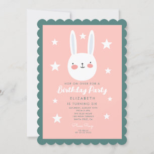 Niedlich Bunny Pink Green Lila Stars Geburtstag Einladung