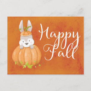 Niedlich Bunny Pumpkin Happy Fall Gruß Postkarte