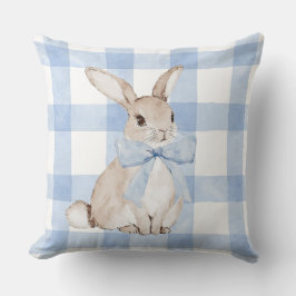 Niedlich Bunny Rabbit Blue Kariert Vintag Kissen