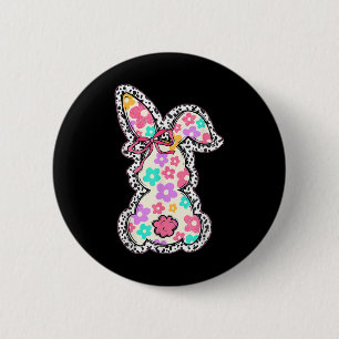 Niedlich Bunny Rabbit Coquette Bow Floral Girl Hap Button