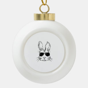 Niedlich Bunny Rabbit Face Gefärbte Krawatte Glass Keramik Kugel-Ornament