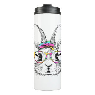 Niedlich Bunny Rabbit Face Gefärbte Krawatte Glass Thermosbecher