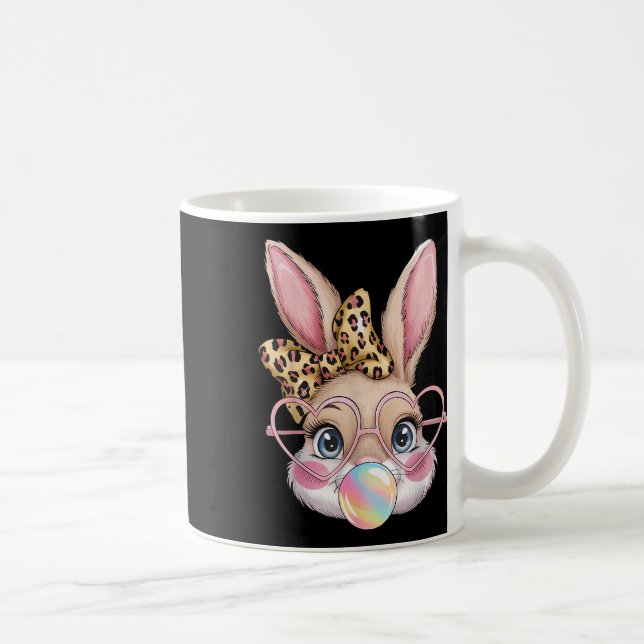 Niedlich Bunny Rabbit Face Leopard Bow Girls Happy Kaffeetasse (Rechts)