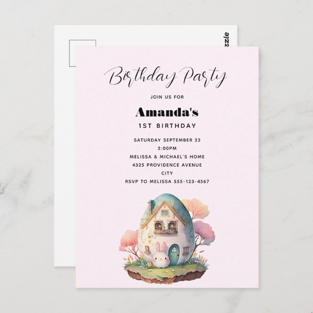 Niedlich Bunny Rabbit Japanischer Kawaii Stil Postkarte (Vorne/Hinten)