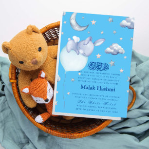 Niedlich Bunny & Star Baby BlueIslamische Aqiqa Aq Einladung