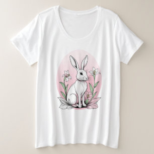 Niedlich Bunny und Lilies Große Größe T-Shirt
