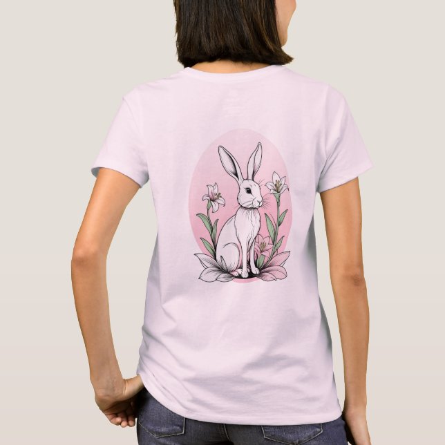 Niedlich Bunny und Lilies T-Shirt (Rückseite)