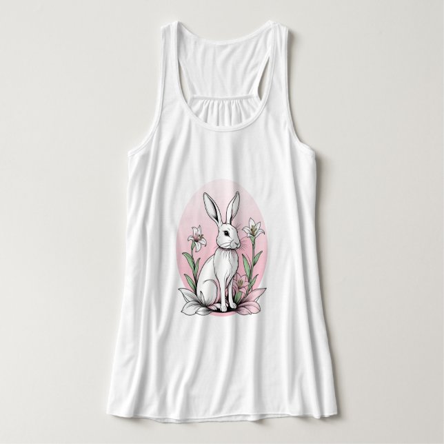 Niedlich Bunny und Lilies Tank Top (Design Vorderseite)