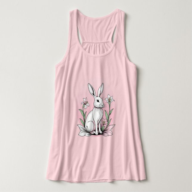 Niedlich Bunny und Lilies Tank Top (Design Vorderseite)