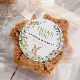 Niedlich Bunny Wildblume Girl Geburtstag Runder Aufkleber