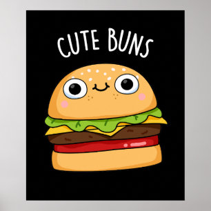 Niedlich Buns Funny Burger Puck Dark BG Poster