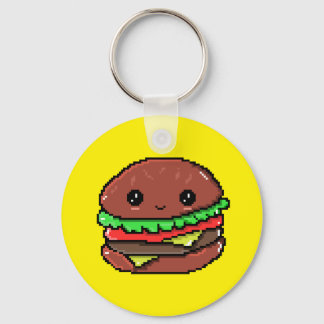 Niedlich Burger Kawaii 8 Bit Pixel gelb Schlüsselanhänger