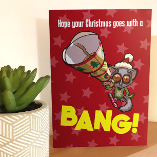 Niedlich Bush Baby Weihnachts Bonbon Bang! Cartoon Karte