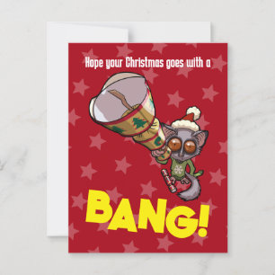 Niedlich Bush Baby Weihnachts Bonbon Bang! Cartoon Postkarte