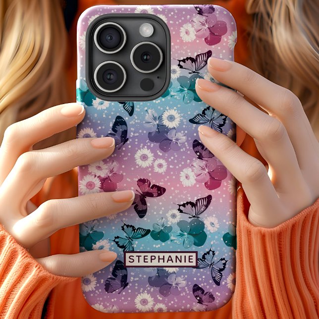 Niedlich Butterfly Daisy Girly Pattern Personalisi Case-Mate iPhone Hülle (Von Creator hochgeladen)
