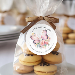 Niedlich Butterfly Floral Danke Baby Dusche Runder Aufkleber