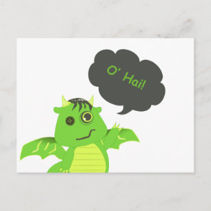 Niedlich Button Mit Augen Zombie Dragon Postkarte