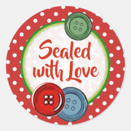 Niedlich Button Polka Dotsealed mit Liebe Weihnach Runder Aufkleber