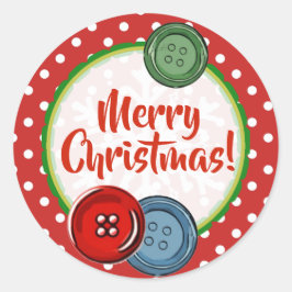 Niedlich Button Polka Dotted frohe Weihnachten Runder Aufkleber