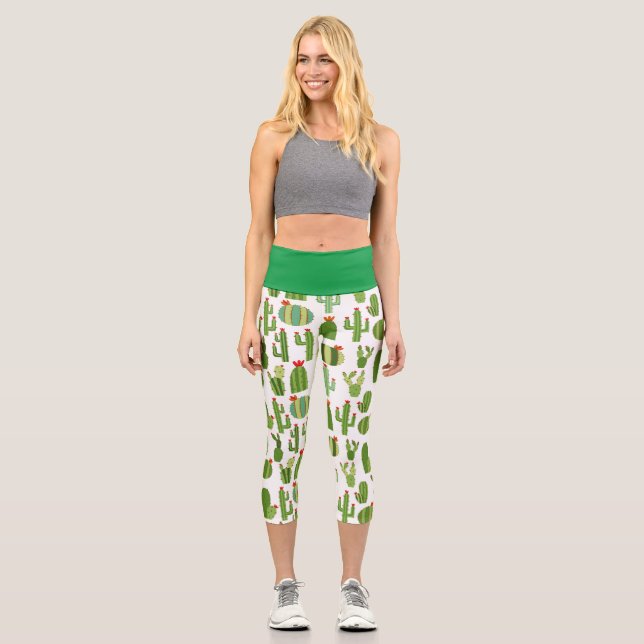 Niedlich Cacti Capri Leggings (Vorderseite)