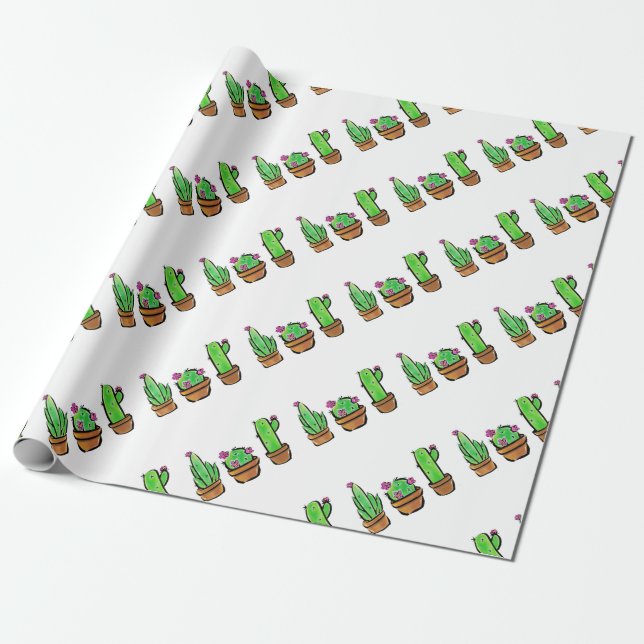 Niedlich Cactus cacti succuli Geschenkpapier (Ungerollt)