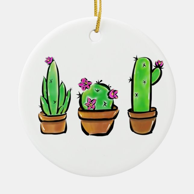 Niedlich Cactus cacti succuli Keramik Ornament (Vorne)