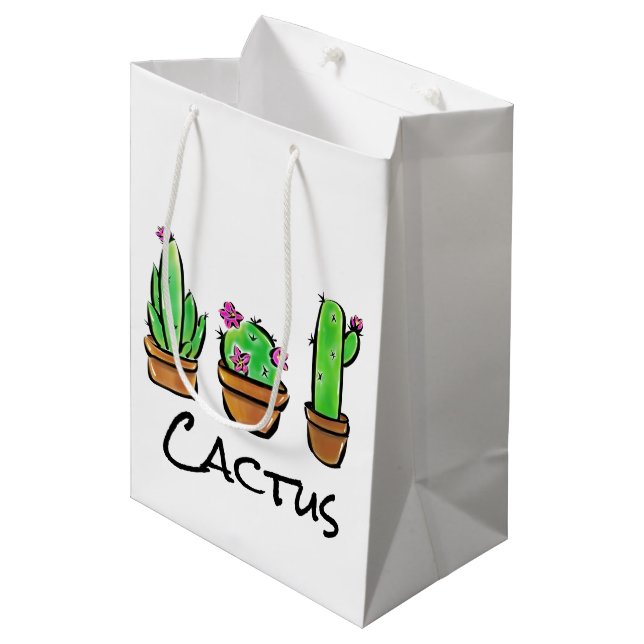 Niedlich Cactus cacti succuli Mittlere Geschenktüte (Vorderseite Schrägansicht)