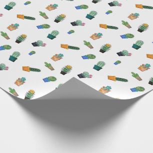 Niedlich Cactus Greenery Blume Pattern Geschenkpapier