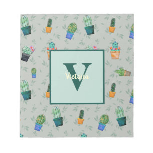 Niedlich Cactus Greenery Blume Pattern Notizblock