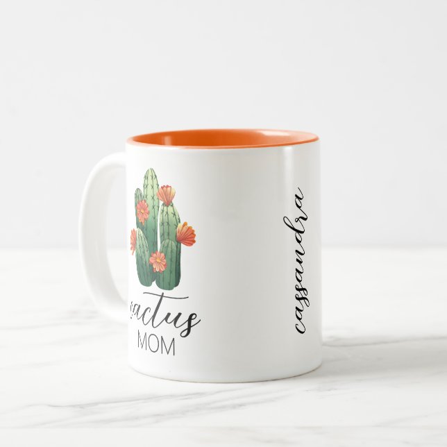 Niedlich Cactus Mama Pflanze Lover Zweifarbige Tasse (Vorderseite Links)