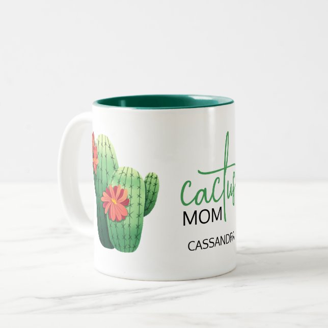 Niedlich Cactus Mama Sukkulente Pflanze Lover Zweifarbige Tasse (Vorderseite Links)