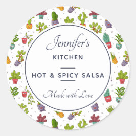 Niedlich Cactus Nature Succulents Pattern Küche Runder Aufkleber