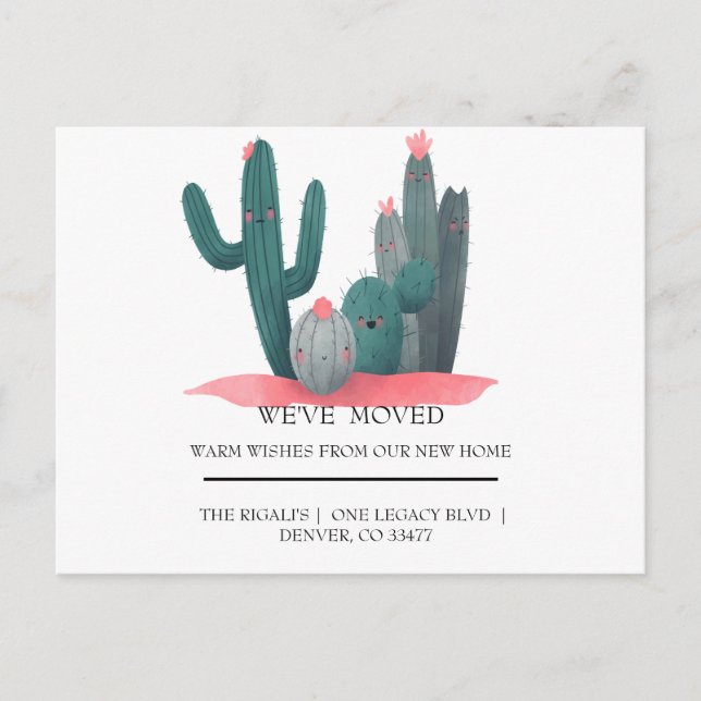 niedlich Cactus Zuhause bewegt Postkarte (Vorderseite)