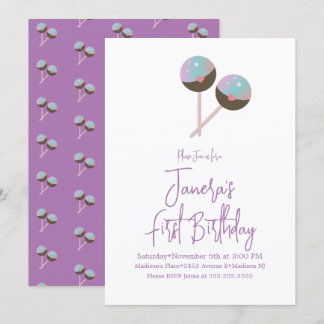 Niedlich Cake Pop Candy Bar Einladung zum Geburtst