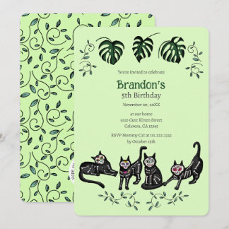Niedlich Calavera Katzen Kindergeburtstag Einladun Einladung