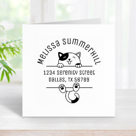 Niedlich Calico Cat Arch Address Gummistempel