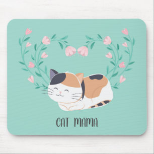 Niedlich Calico Cat Florals Personalisiert Mousepa Mousepad