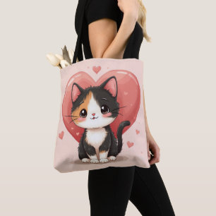 Niedlich Calico Cat Heart Kawaii Valentine Art
